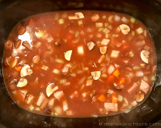 Slow Cooker Beef Barley Soup Before Cooking