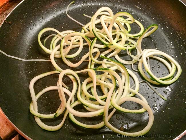 Zoodles in a skillet
