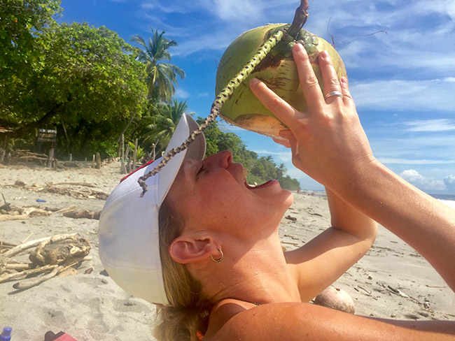 Drinking Coconut Water in Costa Rica